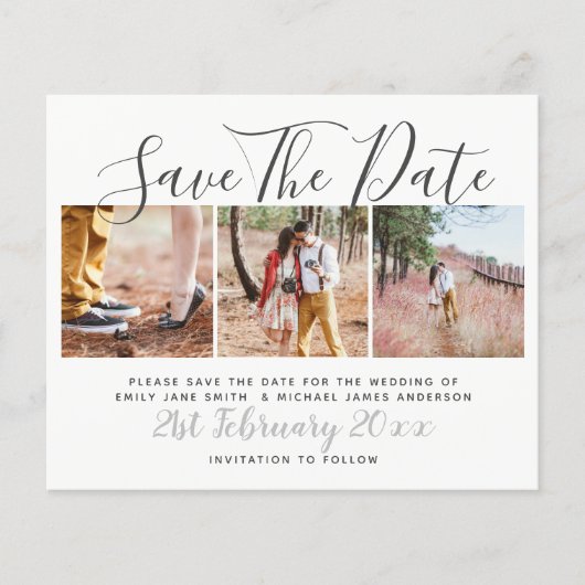 Budget Foto Collage Save The Dates Modern Wit (Voorkant)