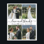 Budget Foto Collage Script Weddenschap Bedankt<br><div class="desc">Elegant, minimalistisch zwart-wit handschrift met 4 foto's collage gepersonaliseerde bruiloft bedankt dat u een betaalbare THIN-kaart met laag budget hebt gepersonaliseerd. *** GELIEVE OPMERKING, SCHROL NAAR BUITEN VOOR MEER INFO!** Stijlvolle bruiloft bedankt voor de sjabloon met vier (4) foto aan de voorzijde en één (1) foto aan de achterzijde. Met...</div>