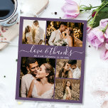 Budget Foto Collage Weddenschap Bedankt Mauve Flye Flyer<br><div class="desc">Budget Elegant Dusty Mauve Paars Wedding 5 Foto Collage Dank u gepersonaliseerd voor voordelige low budget flyer. Moderne bruiloft bedankt je sjabloon met vijf (5) foto op de voorkant en één (1) foto op de achterkant. Op de voorzijde van papier "Love and bedankt"-typografie in een handgeschreven lettertype in wit op...</div>