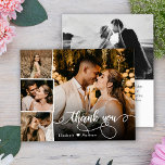 Budget Foto Collage Weddenschap Hartelijk dank<br><div class="desc">Budget Modern, Elegant Hand Lettered Wedding (4) Vier Foto Collage Dank u gepersonaliseerd betaalbaar low budget thin card. De stijlvolle sjieke bruiloft bedankt je sjabloon met vier foto's op de voorkant en één op de achterkant. De "Dank u"tekst in een zwiepige handgeschreven typografische manuscriptbekleding met gewassen in witte kleur. Een...</div>