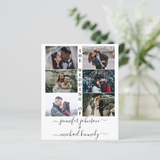 Budget Foto Collage Wedding Invitation Modern (Staand voorkant)