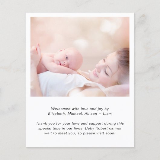 Budget Foto Dank u geboorteaankondiging (Achterkant)