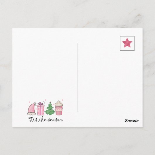 Budget foto Dit het seizoen Roze & Groene Kerstmis Briefkaart (Achterkant)