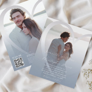 Budget foto Dusty Blue & Silver Heart QR bruiloft