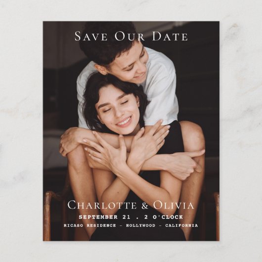 BUDGET Foto Eenvoudig Save The Date Bruiloft (Voorkant)