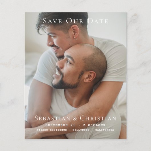 BUDGET Foto Eenvoudig Save The Date Bruiloft (Voorkant)