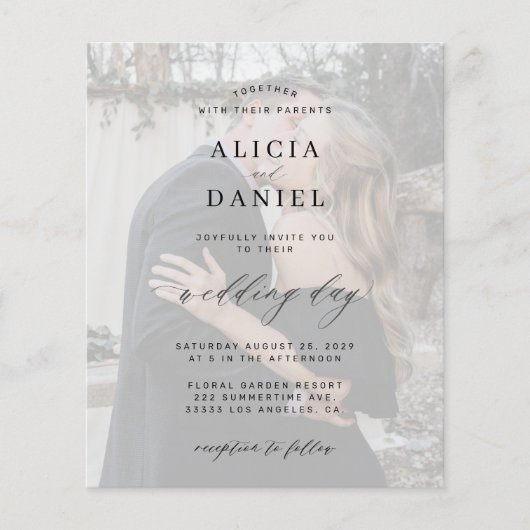 Budget foto elegant bruiloft uitnodiging (Voorkant)