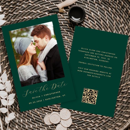 Budget Foto Emerald Gold QR Save the Date