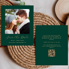 Budget Foto Emerald Green Gold QR Save the Date