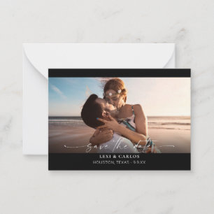 Budget Foto en kalligrafie 3 Mod Hor Save Date Notitiekaartje