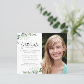 BUDGET Foto Eucalyptus Afstudeerder Party Uitnodig (Staand voorkant)