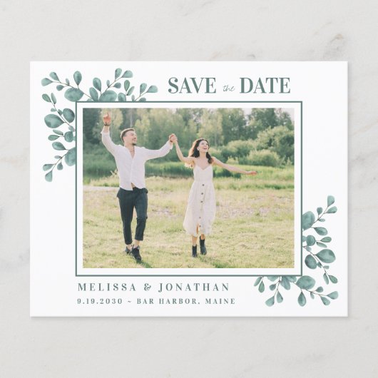 Budget Foto Eucalyptus Botanical Save the Date (Voorkant)