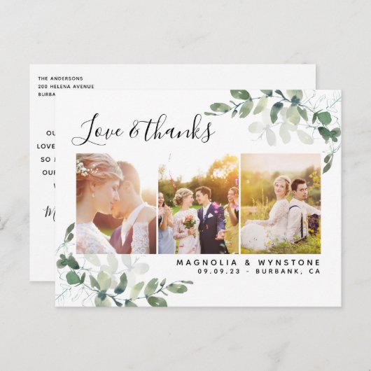 Budget Foto Eucalyptus Trouw Dankjewel Briefkaart (Voorkant / Achterkant)