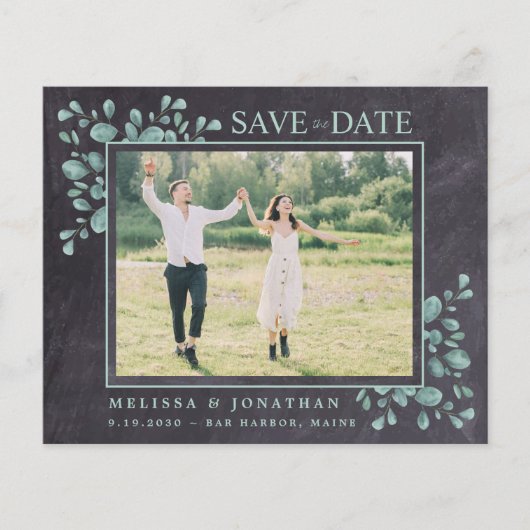 Budget Foto Eucalyptus Weddenschap Save the Date (Voorkant)