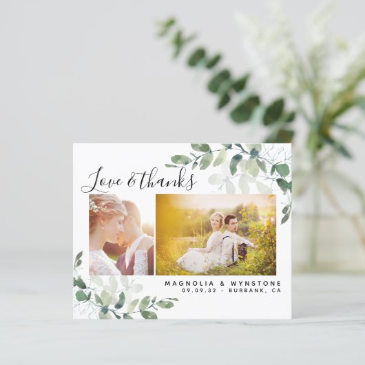 Budget Foto Eucalyptus Wedding Dank u Briefkaart (Staand voorkant)