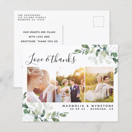 Budget Foto Eucalyptus Wedding Dank u Briefkaart (Voorkant / Achterkant)