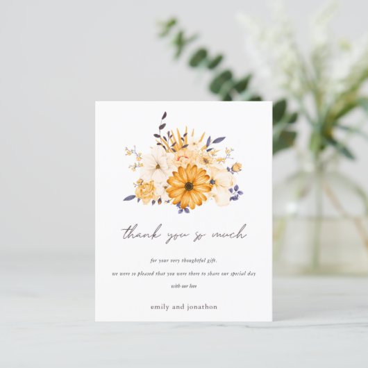 Budget Foto Floral Yellow Weddenschap Bedankt (Staand voorkant)