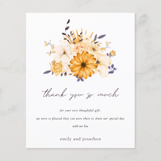 Budget Foto Floral Yellow Weddenschap Bedankt (Voorkant)