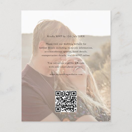 Budget Foto Formele Elegante QR Code Trouwen (Achterkant)