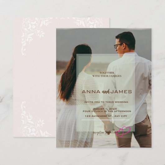 Budget foto gelaagde trouwuitnodiging (Voorkant / Achterkant)