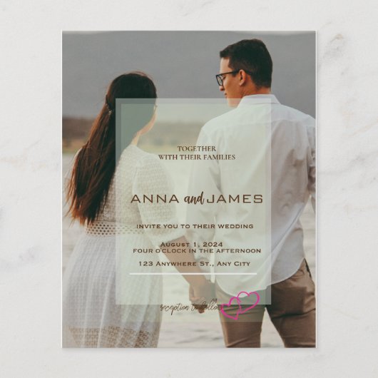 Budget foto gelaagde trouwuitnodiging (Voorkant)