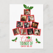 Budget foto gepersonaliseerde rode kerst briefkaart (Voorkant)