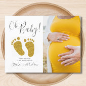 Budget Foto Gold Glitter Baby shower Uitnodiging