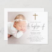 Budget foto Goud Glitter Cross Baptism Invite (Voorkant / Achterkant)