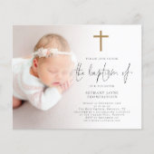 Budget foto Goud Glitter Cross Baptism Invite (Voorkant)