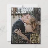 Budget foto goud QR code RSVP bruiloft uitnodiging (Achterkant)