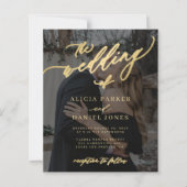 Budget foto goud QR code RSVP bruiloft uitnodiging (Voorkant)