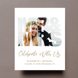 Budget Foto Goud Script Bruiloft Receptie Uitnodig