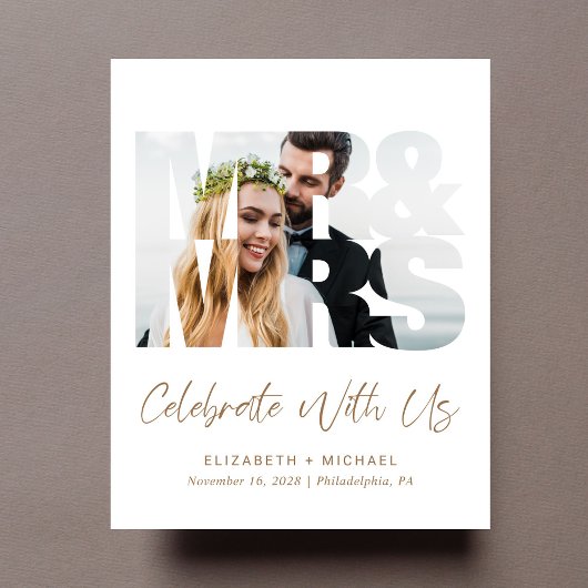 Budget Foto Goud Script Bruiloft Receptie Uitnodig