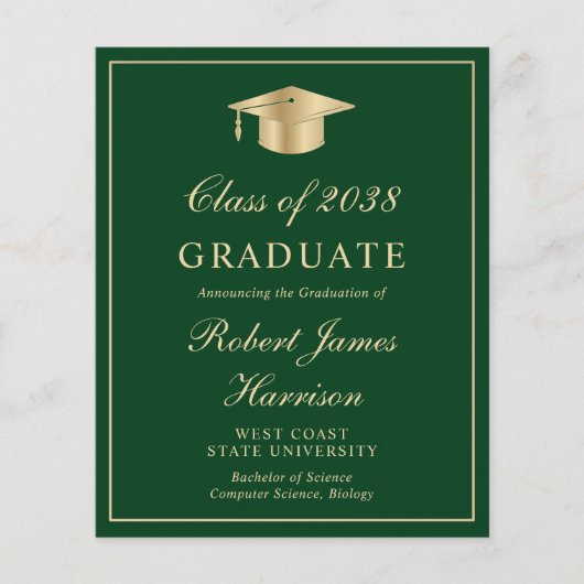 Budget Foto Groen Goud Afstudeerfeest Uitnodigen (Voorkant)