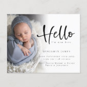 Budget Foto Hallo Boy Blue Birth Aankondiging (Voorkant)
