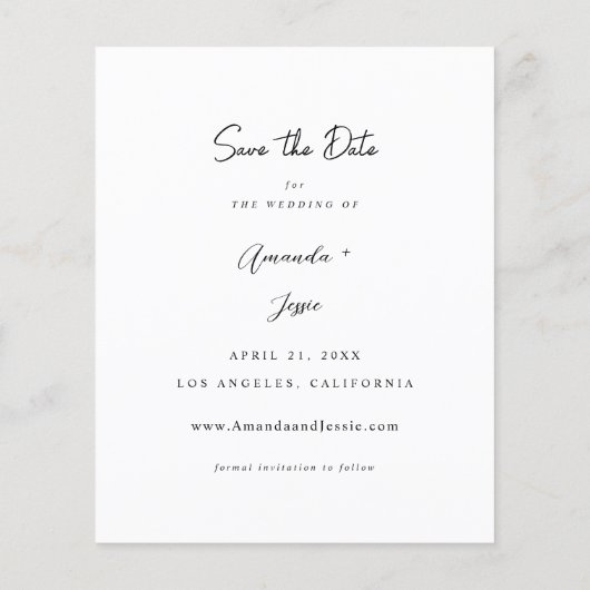 Budget Foto - Handschrift Verticaal Save the Date (Achterkant)