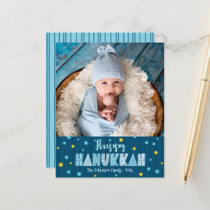 Budget foto Happy Chanoeka Blue Gold Stars Kaart