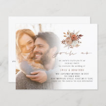 Budget Foto Herfst Florals Evening Wedding Invite