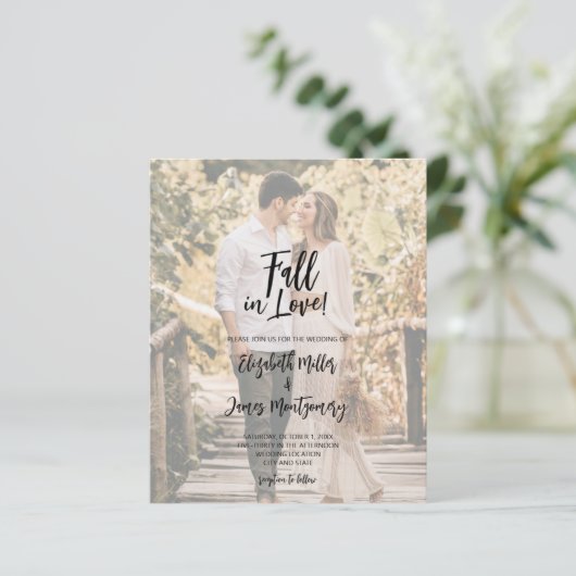 Budget Foto Herfst in Love Brown All in One Uitnod (Staand voorkant)