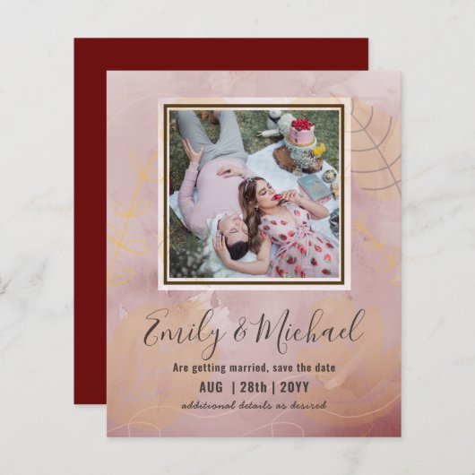 BUDGET FOTO Huwelijk SAVE THE DATES Boho Abstract (Voorkant / Achterkant)