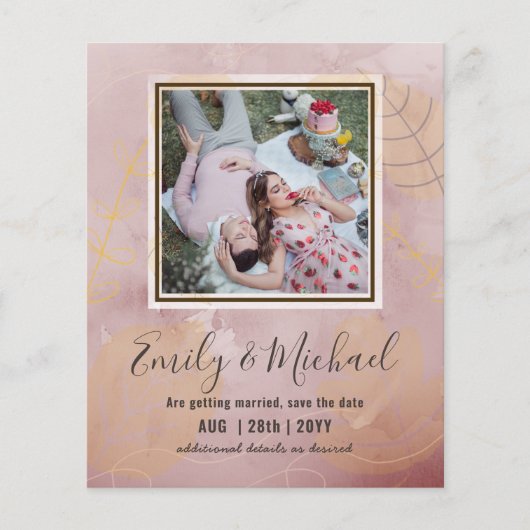 BUDGET FOTO Huwelijk SAVE THE DATES Boho Abstract (Voorkant)