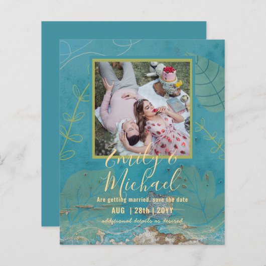 BUDGET FOTO Huwelijk SAVE THE DATES Boho Abstract (Voorkant / Achterkant)