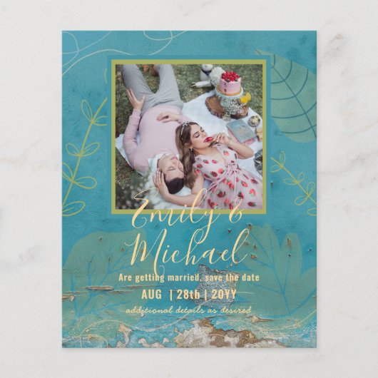 BUDGET FOTO Huwelijk SAVE THE DATES Boho Abstract (Voorkant)