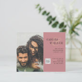 Budget Foto Huwelijksuitnodiging Bewaar Datum QR C (Staand voorkant)