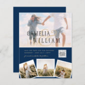 BUDGET Foto Huwelijksuitnodiging Bewaar Datum QR C (Voorkant / Achterkant)