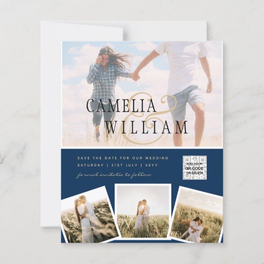 BUDGET Foto Huwelijksuitnodiging Bewaar Datum QR C (Voorkant)