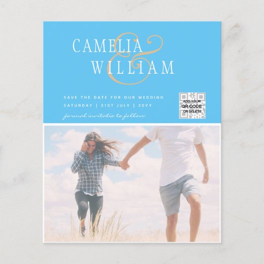 BUDGET Foto Huwelijksuitnodiging Bewaar Datum QR C (Voorkant)