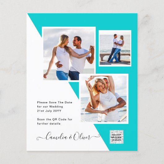 Budget Foto Huwelijksuitnodiging Bewaar Datum QR C (Voorkant)
