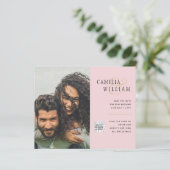 Budget Foto Huwelijksuitnodiging Bewaar Datum QR C (Staand voorkant)