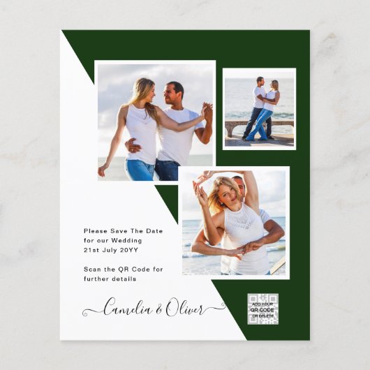 Budget Foto Huwelijksuitnodiging Bewaar Datum QR C (Voorkant)